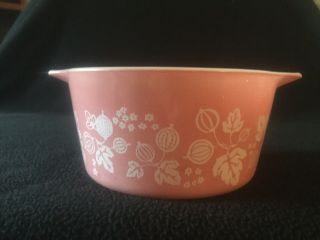 Vintage Pyrex Pink Gooseberry 473 Casserole Bowl 1qt / Lid 2
