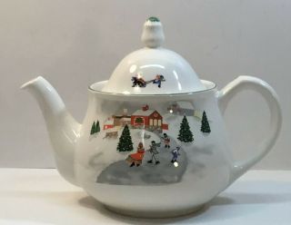 Vintage Sango 3900 Silent Night Tea Pot Joan Luntz Korea 1980 