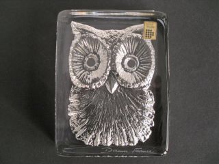Vintage Daum Crystal Owl Display Piece Signed Daum France