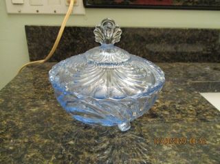 Cambridge Glass Moonlight Blue Caprice 6 " Covered Candy Dish
