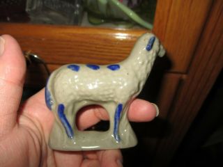 VINTAGE GRAY AND BLUE GLAZED POTTERY LAMB FIGURINE SHEEP SIGNED 3