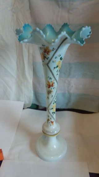 Victorian Single Horn Epergne/ Trumpet Vase Hand Painted