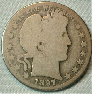 1897 - O Key Date Barber Silver Half Dollar In Ag (048)