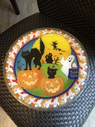 Peggy Karr Halloween Boo Scaredy Cat 11” Tray Plate
