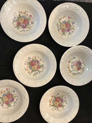 Homer Laughlin Eggshell Theme Floral Pattern Berry Bowls Set Of 6