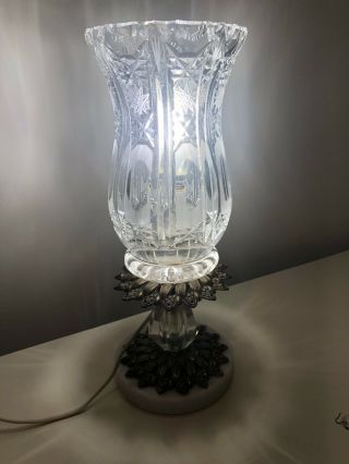 Abp American Brilliant Cut Glass Boudoir Table Lamp Hurricane Lamp