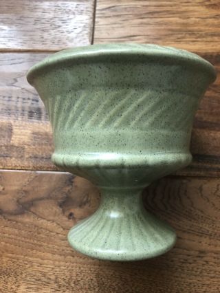 Vintage Haeger Usa Vase Pedestal Pot Light Green Ceramic