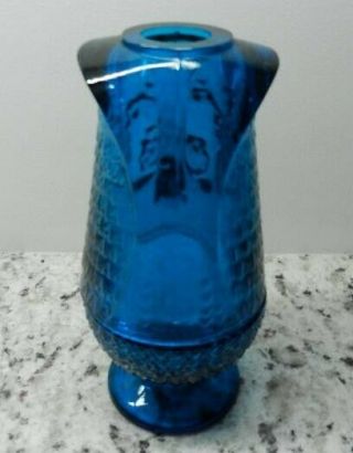 Vintage Viking Blue Glass Owl Fairy Lamp 2 piece Candle Holder 2