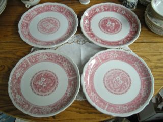 Vintage Syracuse China Restaurant Strawberry Hill Red Flowers 9 " Plates Setof4