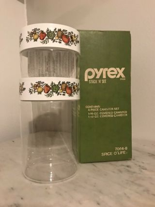 Pyrex Spice of Life Stack N See 4pc Store Canister Set Vintage 7064 - 8 3