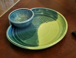 Glazed Pottery Chip And Dip Bowl