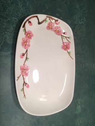 Metlox Poppy Trail Peach Blossom 9” Oval Serving Platter 1950 
