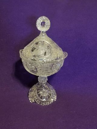Vintage Hofbauer Byrds Large Crystal Candy Dish With Lid 0 14 " Tall - 7 " Wide