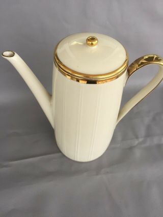 Vintage Bavaria " R " Coffee Tea Pot White With Gold Trim
