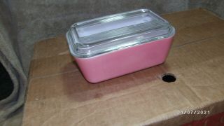 Vintage Pyrex Pink Refrigerator Dish Container 0502 & Lid Flamingo