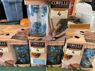 16 Corelle Coordinates Drinkware 16 Oz.  Blue Velvet In Boxes