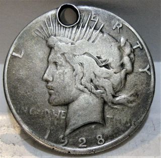 1928 - P Peace Dollar - Only 360k Minted - Key Date (holed)