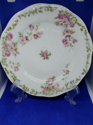 Vintage Z.  S.  & Co Orleans Bavaria Hand Painted Pink Flowers Salad Plate 7.  5 "
