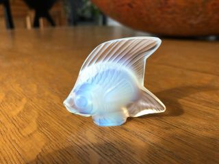 Signed Lalique Cachet Poisson Opalescent Angel/seal Fish Figurine