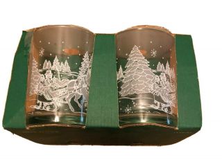 Vintage Holt Howard Libbey Christmas Tree Cocktail Juice Set 4 Glasses Barware