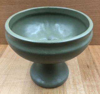 Vintage Mccoy Floraline 461 Olive Green Pottery Compote Footed Planter Vase Usa