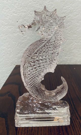Vintage Waterford Crystal Sea Horse Paper Weight Crystal Sculpture