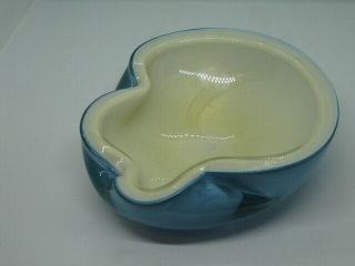 Murano Barbini Opaline Ashtray Bowl,  Blue White & Gold Aventurine.  No Damage