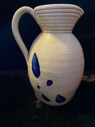 Williamsburg Pottery,  Va,  Pitcher 6 3/4”,  Salt Glazed,  Grey Blue Usa,  Stoneware