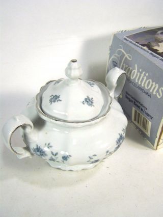 Nib Vintage Johann Haviland Blue Garland China Sugar Bowl W/ Double Handles,  Lid