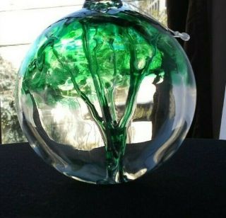 Art Glass Tree Of Life Green /prosperity.  Intention Orb.  J,  K Glass Czech Republic