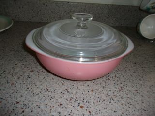 Vintage Pyrex Bubblegum Pink 024 Round Casserole Dish With Lid