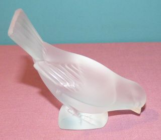 Vintage Lalique France Crystal Sparrow Bird With Head Down Figurine Paperweight