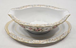 Noritake China,  Gravy Boat With Attached Underplate,  Somerset Pattern