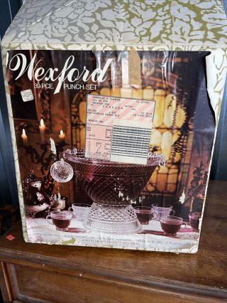 Vintage Wexford Anchor Hocking Diamond Point 39 Piece Service Punch Bowl Set