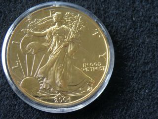 2004 24kt Gold Gilded Silver American Eagle U.  S.  Coin 1 oz.  999 Silver 2