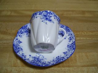 Vintage Shelley England Bone China Dainty Blue Demitasse Cup Saucer