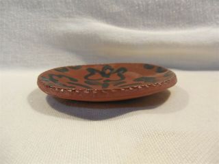 Vintage 1982 Ned Foltz Redware Pottery Signed Sgraffito Tulip Small Plate 4 1/8 