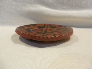 Vintage 1982 Ned Foltz Redware Pottery Signed Sgraffito Tulip Small Plate 4 1/8 