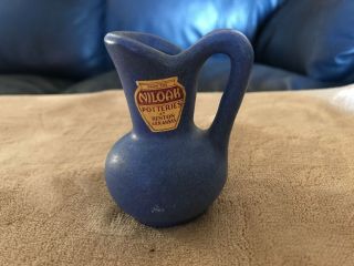 Vintage Niloak Art Pottery 3” Miniatura Pitcher/creamer Blue (benton Arkansas)