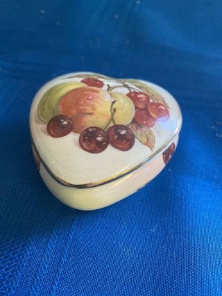 Vintage Porcelain Heart Fruit Trinket Box Palissy Royal Worcester Company