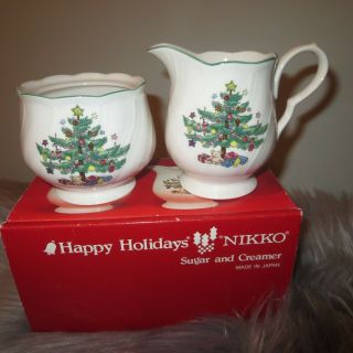 Nikko Happy Holidays Christmas Tree Sugar And Creamer - Boxed
