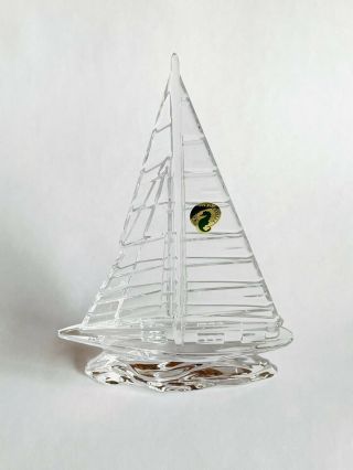 Waterford Crystal Sailboat Sculpture 9 " H Riding The Waves