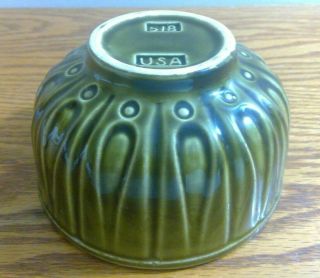 Vintage Usa Faux - Mccoy Olive Green Planter Bowl Footed Drops & Dots Mcm 518