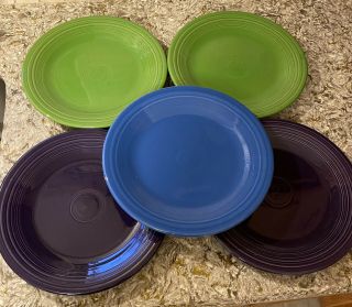Fiesta Ware Fiestaware,  Set Of 5 Dinner Plates,  10.  5”,  Multicolored