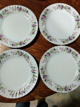 4 Creative Fine China Japan 2345 Regency Rose Dinner Plates Set Of 4,  Pink Green