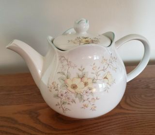 Vintage Sadler England Floral Teapot White With Yellow Pink Green Flowers