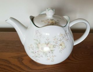Vintage Sadler England Floral Teapot White with Yellow Pink Green Flowers 2