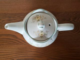 Vintage Sadler England Floral Teapot White with Yellow Pink Green Flowers 3
