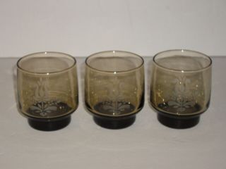Pfaltzgraff Village 8 Oz.  Etched Juice Glasses Set Of 3 Vintage Usa