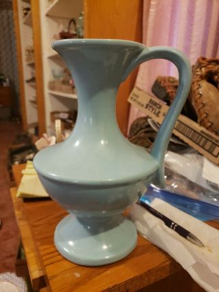 Vintage Gonder Ceramic Arts H606 Classic Pitcher Ewer With Blue Luster Glaze